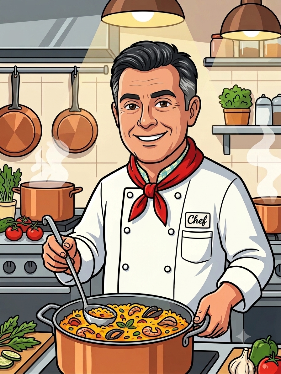 Chef Mario en su cocina